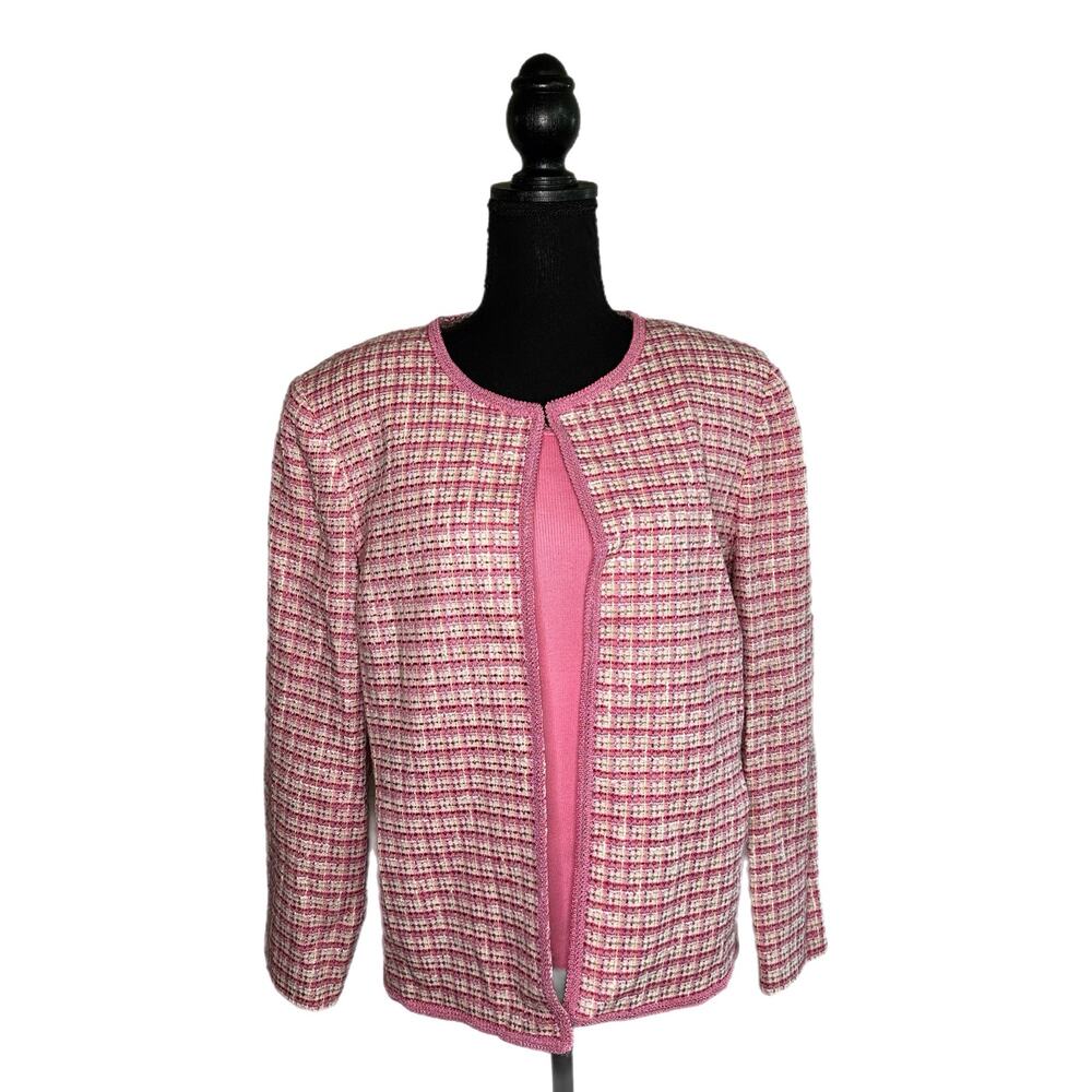 C22 Sag Harbor Pink Tweed Jacket with Pink Blouse, Size 14p, PL